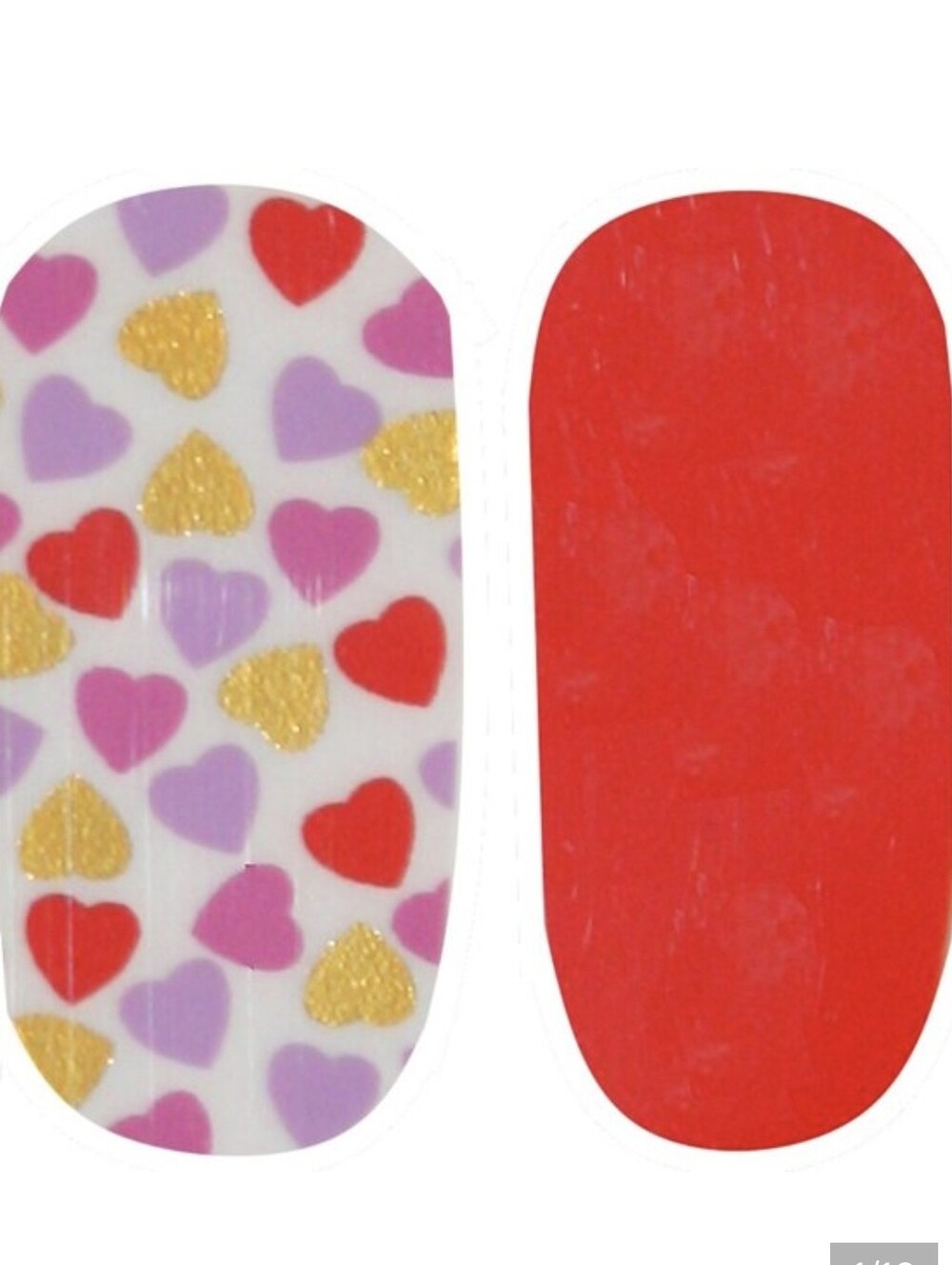 3 for 15 - Nail Wraps Red Hearts Strips Mixed Design YMX663 Combo Set of 14